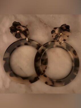 Anthropologie Open Circle Tortoise Earring
